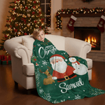 Personalized Merry Christmas Soft Throw Blanket with Name Home Decor Christmas Gift for Kids Friends