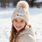 Personalised Multicolor Snowman Reindeer Santa Claus Cute Pom-Pom Soft Knitted Beanie Hat with Name Winter Accessory Birthday Gift for Boys Girls