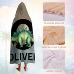 Personalised Dinosaur Multiple Colours Soft Throw Hooded Blanket with Name and Initial Christmas Birthday Gift for Family Friend Kid