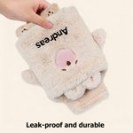 Personalized Cute Animal Name 25 oz Hot Water Bottle with Fluffy Cover Home Warmth Travel Birthday Christmas Gift for Kids Friends