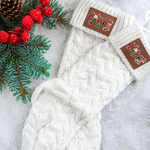 Personalized Vintage PU Leather Patch Santa Claus Christmas Stocking with Name Fireplace Decor Christmas Party Christmas Gift for Family Kids