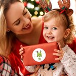 Personalized Santa Hat Green Polka Dot Initial Waterproof Stickers Labels with Name Gift Decor Christmas Party Favors for Kids
