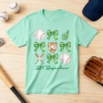 Personalised Bow Baseball Multicolour T-shirt Sweatshirt Hoodie with Name and Number Christmas Game Day Gift for Women Friends