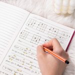 Henkilökohtainen Line Art Musical Instrument Design Songwriting Journal Notebook nimi ja 100 vuoratut sivut Syntymäpäivä Musiikkifestivaali lahja muusikoille