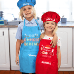 Personalised Biscuit Theme Gingerbread Man Snowman Adjustable Kid Apron Chef Hat Set with Pocket for Cooking Christmas Gift for Boys Girls