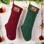 Personalized Vintage PU Leather Patch Santa Claus Christmas Stocking with Name Fireplace Decor Christmas Party Christmas Gift for Family Kids