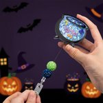 Personalised Witch's Magic Cauldron Glitter Acrylic Badge Clip with Text Party Gift for Lab Technician Friend