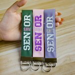 Personalised Embroidered Senior Wristlet Keychain Bag Tag with School Name or Year Graduation Back to School Birthday Gift for Graduates
