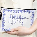 Spersonalizowana kosmetyczka dla kota w stylu Toile De Jouy z 1-7 imionami i portfelem na nadgarstek Prezent urodzinowy dla właściciela zwierzaka