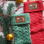 Personalised Vintage PU Leather Patch Santa Claus Christmas Stocking with Name Fireplace Decor Christmas Party Christmas Gift for Family Kids