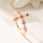 Anello personalizzato a croce con 1-6 pietre di nascita Anniversario Festa della mamma Regalo di Natale per le donne Famiglia