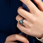 Personalized Square Birthstone Class Ring with Engraved Text and Zircons Graduation Anniversary Gift for Graduates