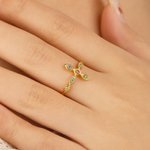Anello personalizzato a croce con 1-6 pietre di nascita Anniversario Festa della mamma Regalo di Natale per le donne Famiglia