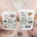 Taza de café de cerámica personalizada con el nombre Bad Bitch Affirmations 11 oz 15 oz Uso diario Regalo de cumpleaños para oficinistas