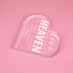 Cielo personalizado en nuestra casa en forma de corazón transparente grabado acrílico placa de recuerdo Memorial Day regalo para miembro de la familia