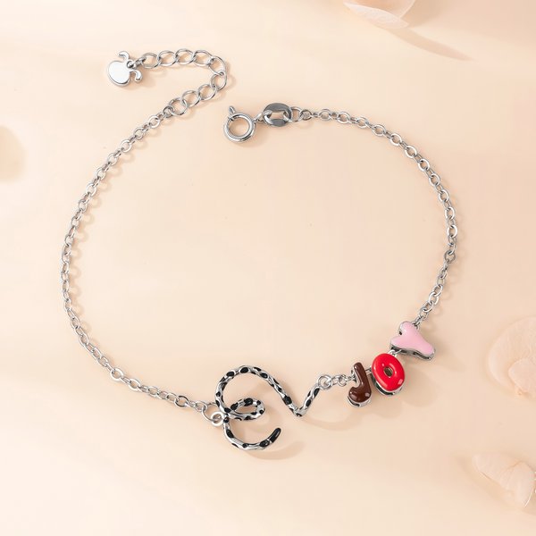 Personalized Yellow-Spotted Long Tailed Marsupilami Bracelet with Letter Birthday Anniversary Gift for Her Girlfriend | Callie × Marsupilami®
