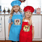 Personalized Multicolor Cute Cartoon Quirky Girl Kid Apron Chef Hat Set with Name Christmas Children's Day Birthday Gift for Girls