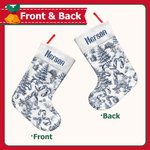 Personalised Toile De Jouy Santa Claus Reindeer Nutcracker Christmas Stocking with Name Home Decor Christmas Gift for Kids Family Friends