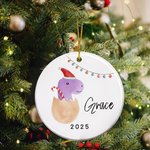 Personlig dinosaurie jultema keramisk prydnad med namn julgransdekoration julklapp för barn pojkar