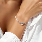 Pulsera Personalizada de Proyección de Fotos de la Cruz con 100 Lenguas Te Amo Dainty Jewelry Birthday Anniversary Gift for Christians