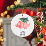 Personlig dinosaurie jultema keramisk prydnad med namn julgransdekoration julklapp för barn pojkar