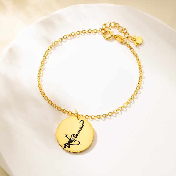 Gepersonaliseerde Ronde Staart-Springende Marsupilami Armband met Naam Verjaardag Verjaardagscadeau voor Vriend Familie | Callie × Marsupilami®