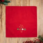 Personalized Elk Christmas Tree Bell Santa Claus 100% Cotton Red Napkin with Name Table Decor Christmas Gift for Family Friend