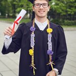Personlig klass av 2026 Rose Rhinestone Tvåfärgad flätad examensband Lei med texter Graduation Party Decor Gift for Graduates