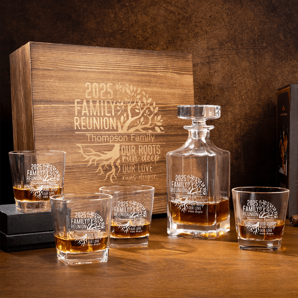 Personalised Tree of Life Whiskey Decanter with Engraved Name and Year Birthday Christmas Gift for Bartenders Friends