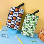 Personalised Basketball Football Sport Check Portable Toiletry Bag with Name and Handle Travel Accessory Game Day Birthday Gift for Sports Lover