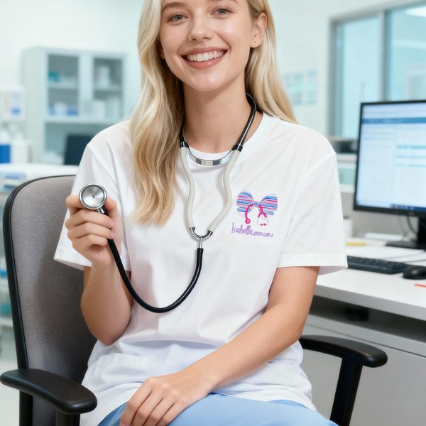Personalised NICU Nurse Multi-Colour Embroidered Bow Stethoscope T-shirt Quarter Zip Sweatshirt Hoodie with Name Nurses Day Gift for Medical Staff