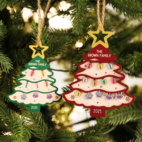 Personalized Christmas Tree Light Bulb Wooden Ornament with Name Home Decor Christmas Gift for Family Friends
