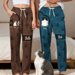 Pantalon de pyjama personnalisé multi-couleur rétro 1-6 chiens chats avec noms Homewear Cadeau d'anniversaire pour les propriétaires d'animaux de compagnie Lovers