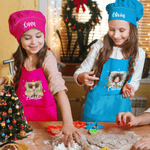 Personalised Multicolour Cute Cartoon Quirky Girl Kid Apron Chef Hat Set with Name Christmas Children's Day Birthday Gift for Girls