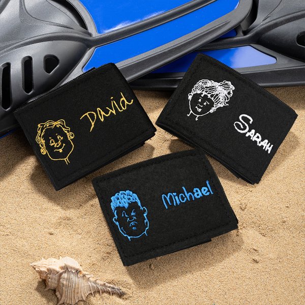 Etiqueta de identificación de chaleco bordada multicolor personalizada con el nombre de un personaje de cómic Actividades oceánicas Regalo de cumpleaños para los amantes del submarinismo