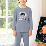 Spersonalizowana kreskówka Quirky Boy Girl Cloud 100% bawełna Miękki zestaw piżamy dla dzieci z imieniem Codzienny strój Prezent urodzinowy dla dzieci