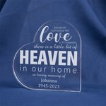 Cielo personalizado en nuestra casa en forma de corazón transparente grabado acrílico placa de recuerdo Memorial Day regalo para miembro de la familia
