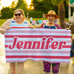 Personalized Multicolor Retro Stripes Quick Dry Beach Towel with Name Summer Vacation Travel Pool Beach Party Birthday Gift for Family Friends