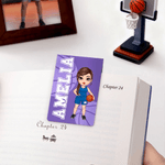 Personalised Cartoon Character Basketball Magnetic Bookmark Clip with Name and Number Birthday Christmas Gift for Basketball Lovers Bookworms
