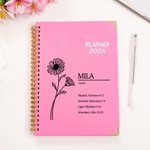 Bible Personnalisée Naissance Fleur Nom 2026 Planificateur A5 Spiral Carnet de Notes avec Pages de Planification Hebdomadaire Mensuelle Utilisation Quotidienne Cadeau d'Anniversaire pour la Famille et