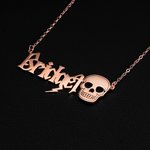 Personalised Skull Metal Rock Necklace with Name Stylish Jewellery Birthday Christmas Gift for Rockers Gothic Lovers