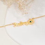 Personalized Name Birth Flower Necklace with Birthstone Anniversary Birthday Gift for Woman