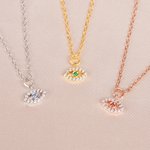 Personalized Minimalist Birthstone Evil Eye Necklace Protective Jewelry Birthday Anniversary Gift for Women