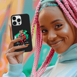 Spersonalizowane etui na iPhone'a z imieniem i nazwiskiem Hip-Hop Bear Birthstone Prezent urodzinowy dla kobiet kochających hip-hop