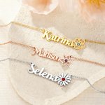 Personalized Name Birth Flower Necklace with Birthstone Anniversary Birthday Gift for Woman
