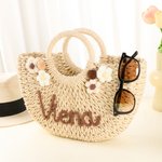 Borsa a mano in paglia con filato, nome, compleanno, matrimonio, regalo di Natale per donne, bambini, bambine.