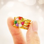 Personalized Heart Assortment 1-8 Birthstones Ring with Engraved Names Birthday Anniversary Engagement Gift for Women