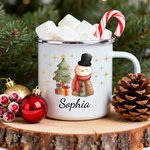 Personalised Cute Animal Christmas Tree 12 oz Enamel Mug with Name Christmas Gift for Boys Girls
