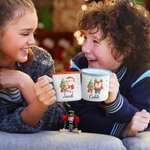 Personalised Cute Animal Christmas Tree 12 oz Enamel Mug with Name Christmas Gift for Boys Girls