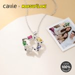 Personalized Long Tailed Marsupilami Christmas Wreath Necklace with Name and Birthstone Christmas Anniversary Gift for Women | Callie × Marsupilami®